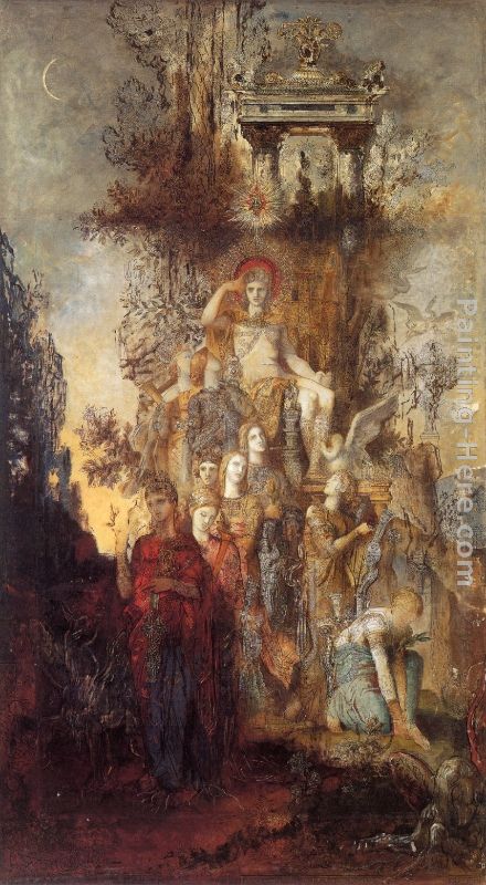 The Muses Leaving Their Father Apollo to go and Enlighten the World painting - Gustave Moreau The Muses Leaving Their Father Apollo to go and Enlighten the World art painting